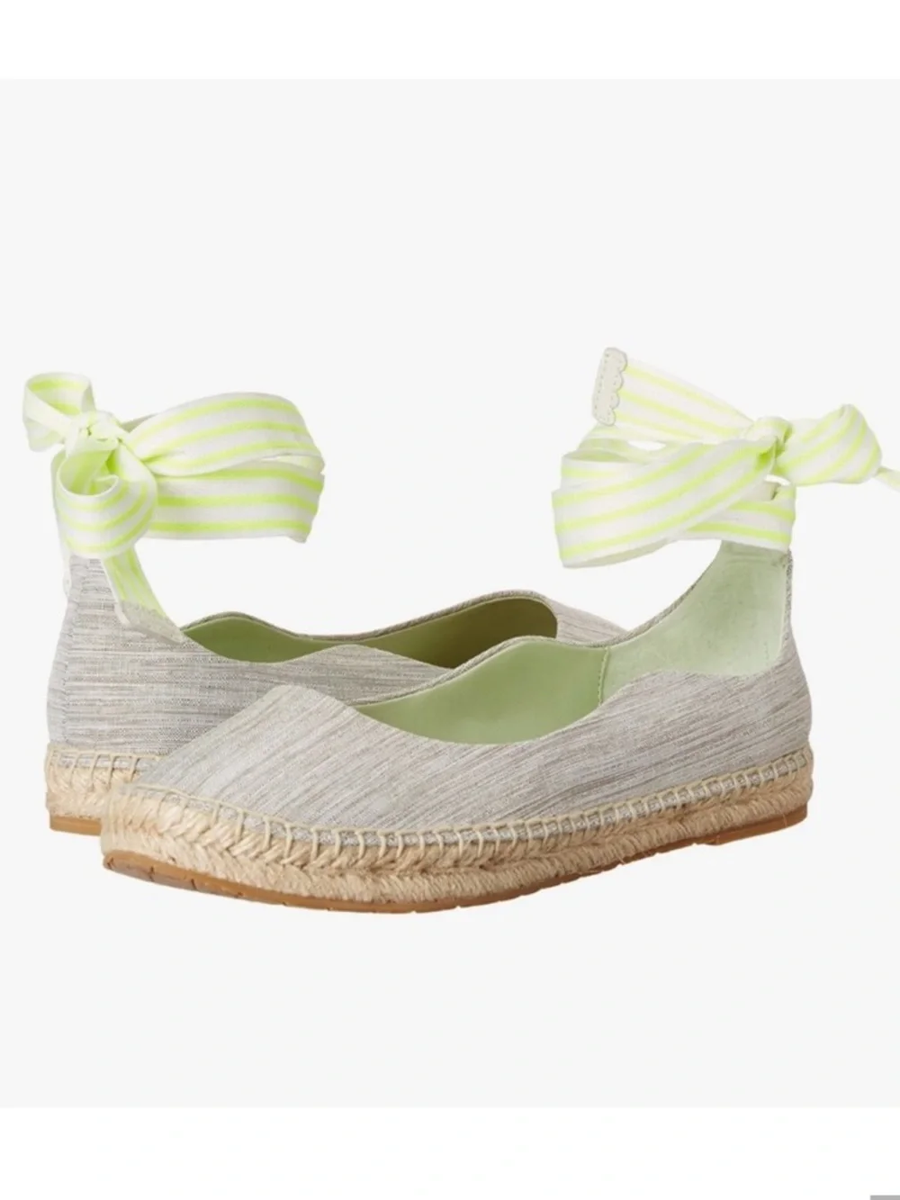 ZAC Zac Posen Vinca Gray Ballet Flat Espadrille With Ribbon Ankle Tie Size 7 NIB